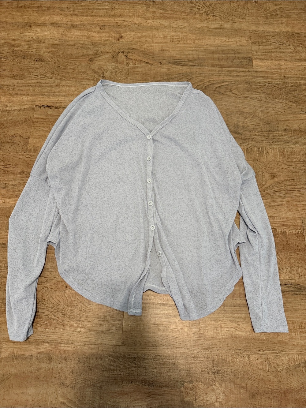 SHEIN Light Gray Button-Down Long Sleeve Top